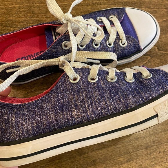 Size 13 Converse All-Stars, purple glitter - Picture 2 of 5